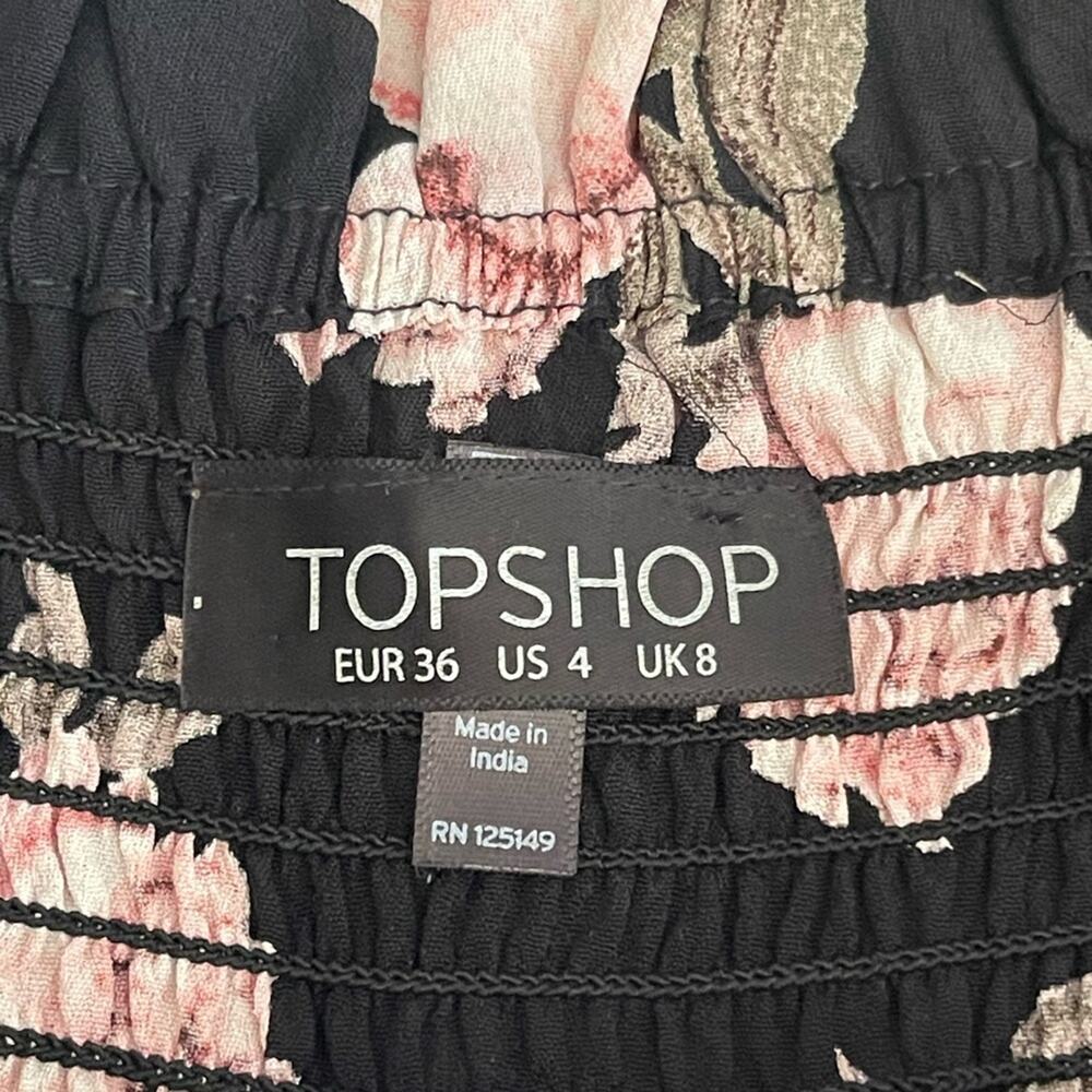 Topshop Black/Pink Floral Smock Top Midi Dress 4 - Picture 7 of 10